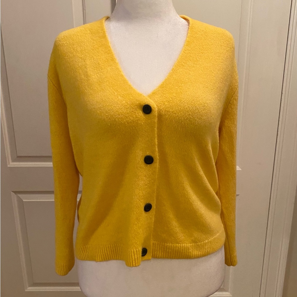 Yellow Button-Up Cardigan Sweater